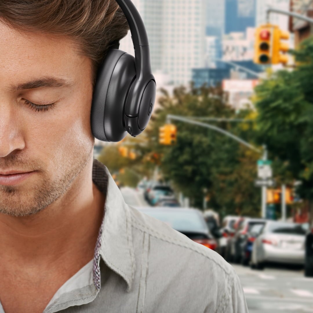 Blupebble C50 Over-Ear Foldable Hybrid Noise Cancelling Headphones - Black BP-PAC50ANC-BK - Image 5