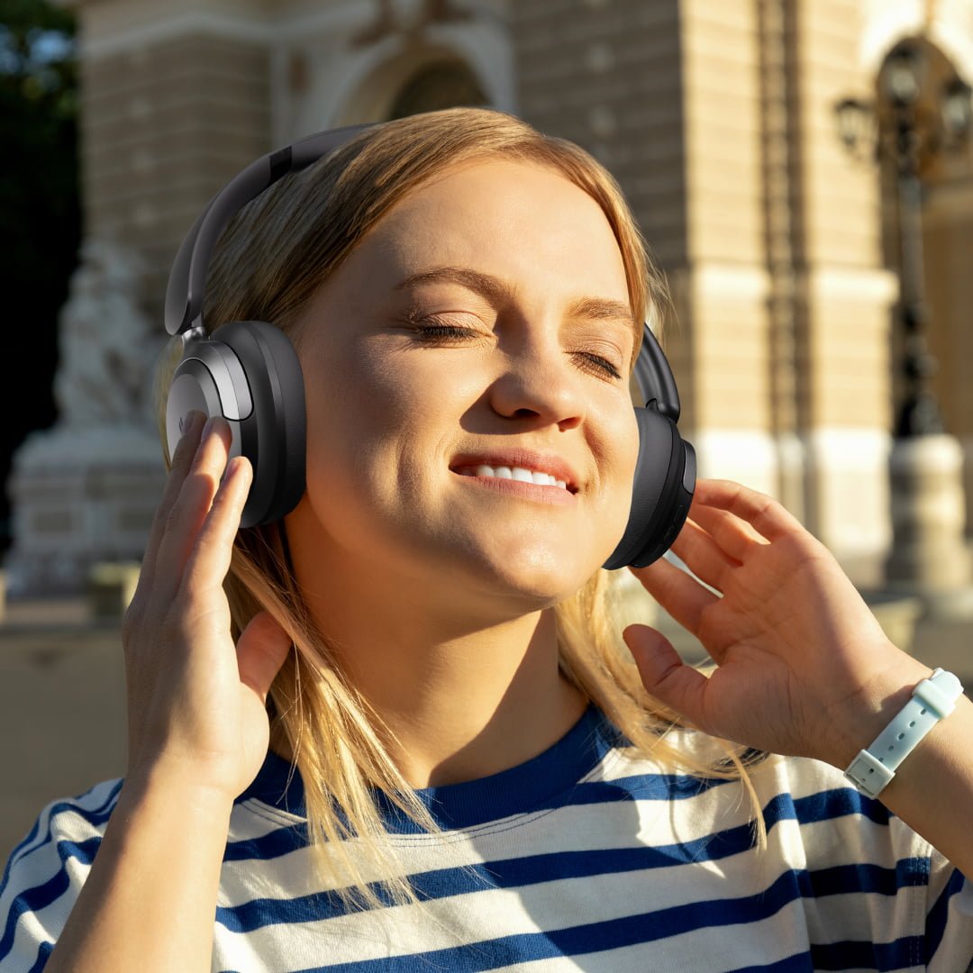 Bluepebble C80 Over-Ear Foldable Digital Hybrid Noise Cancelling Headphones - Black BP-PAC80ANC-BK - Image 6