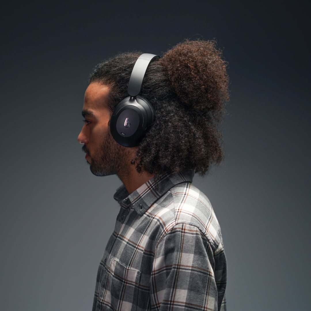 Bluepebble C80 Over-Ear Foldable Digital Hybrid Noise Cancelling Headphones - Black BP-PAC80ANC-BK - Image 5