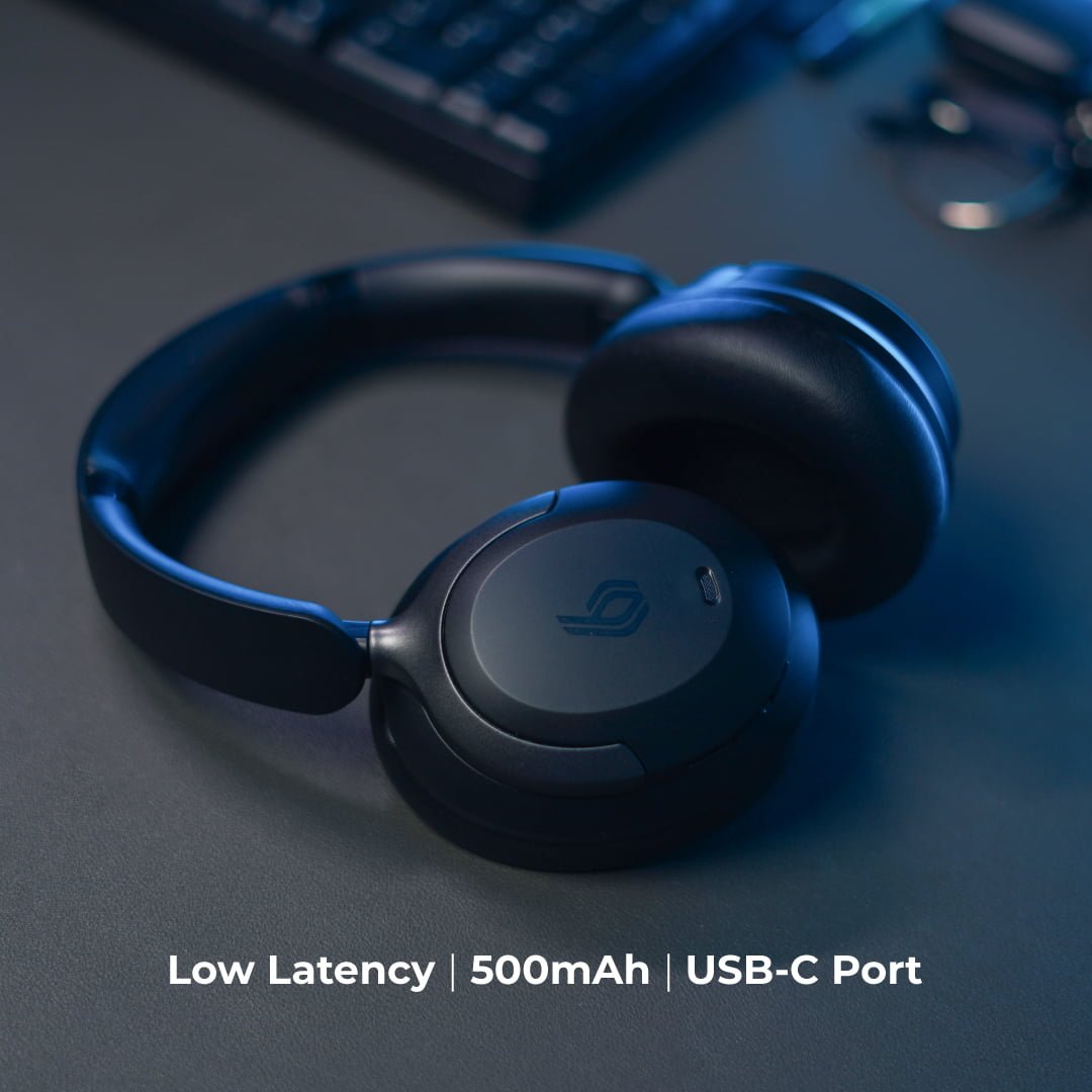 Bluepebble C80 Over-Ear Foldable Digital Hybrid Noise Cancelling Headphones - Black BP-PAC80ANC-BK - Image 9