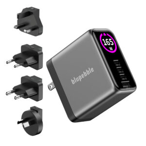 BLUPEBBLE POWERCORE 165 ULTRA-POWERFUL 165W GAN CHARGER WITH 3 USB-C PORTS GRAY BP-PD165GANUK-GY