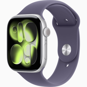 APPLE WATCH SERIES 11 GPSÂ 46MM 2025 SILVER ALUMINIUM CASE WITH PURPLE FOG SPORT BAND - M/L MEVA4