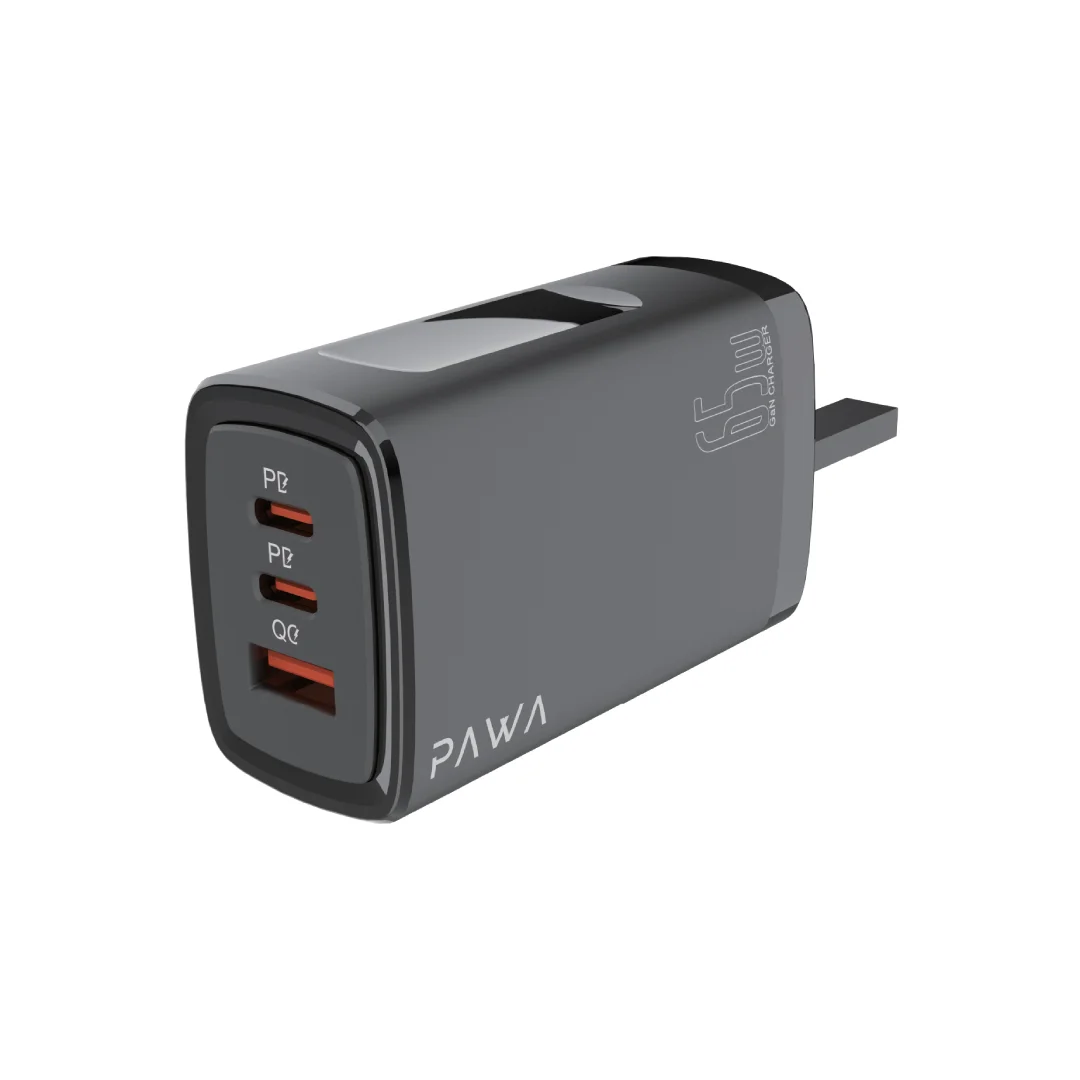 Meet the PAWA Solid Travel Charger, a sleek and powerful 65W GaN charger tailored for the UK market.