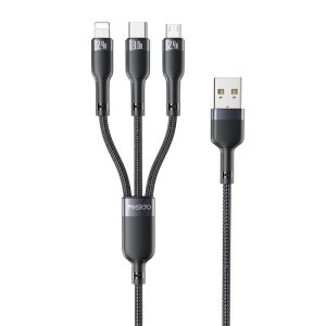 YESIDO 3 IN 1 USB CABLE BLACK CA91