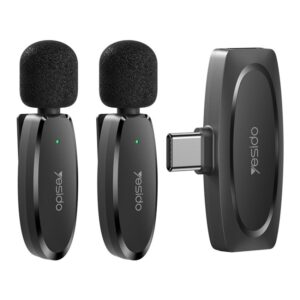 YESIDO LAVALIER DOUBLE WIRELESS MICROPHONE BLACK KR13