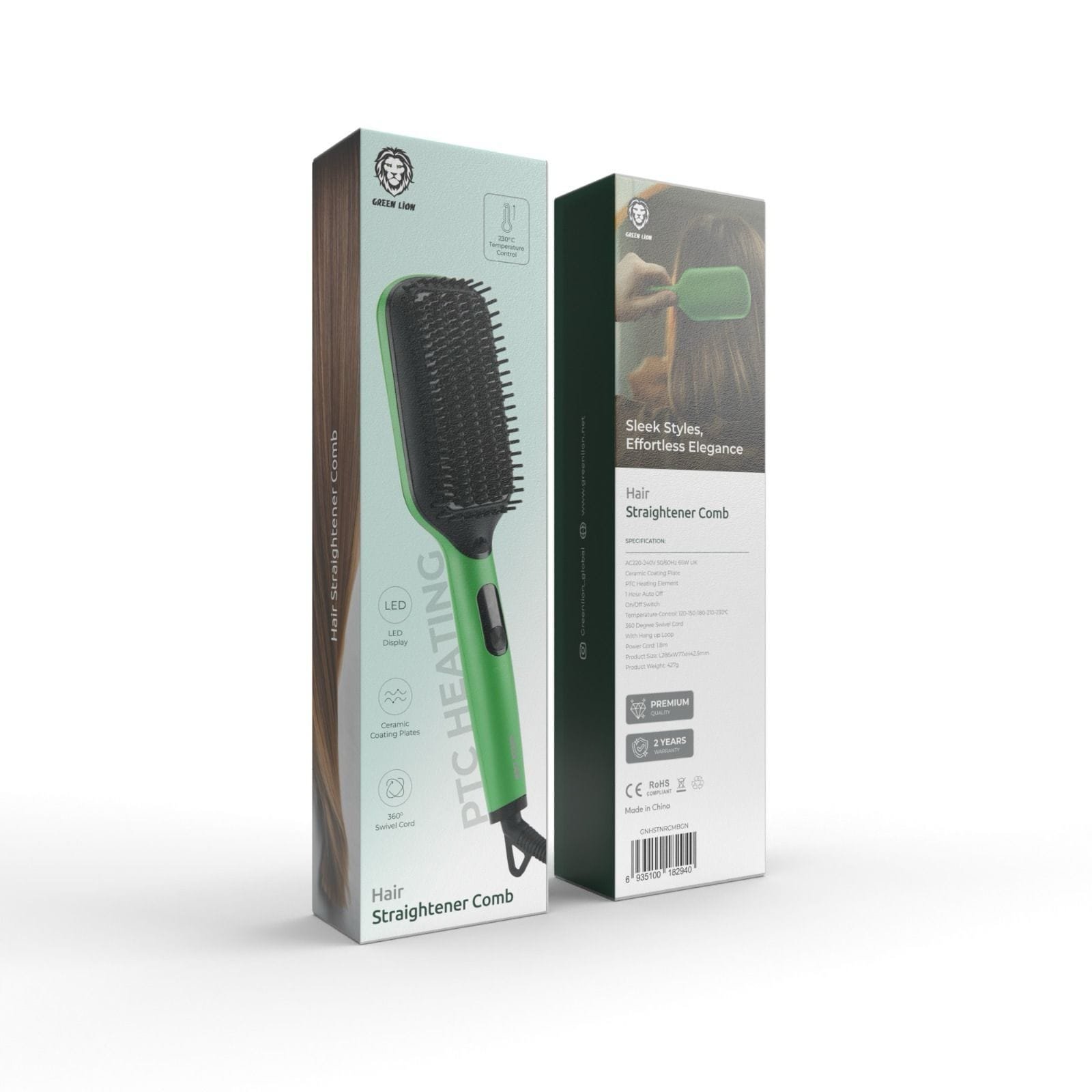 GREEN LION HAIR STRAIGHTENER COMB GREEN GNHSTNRCMBGN - Image 3