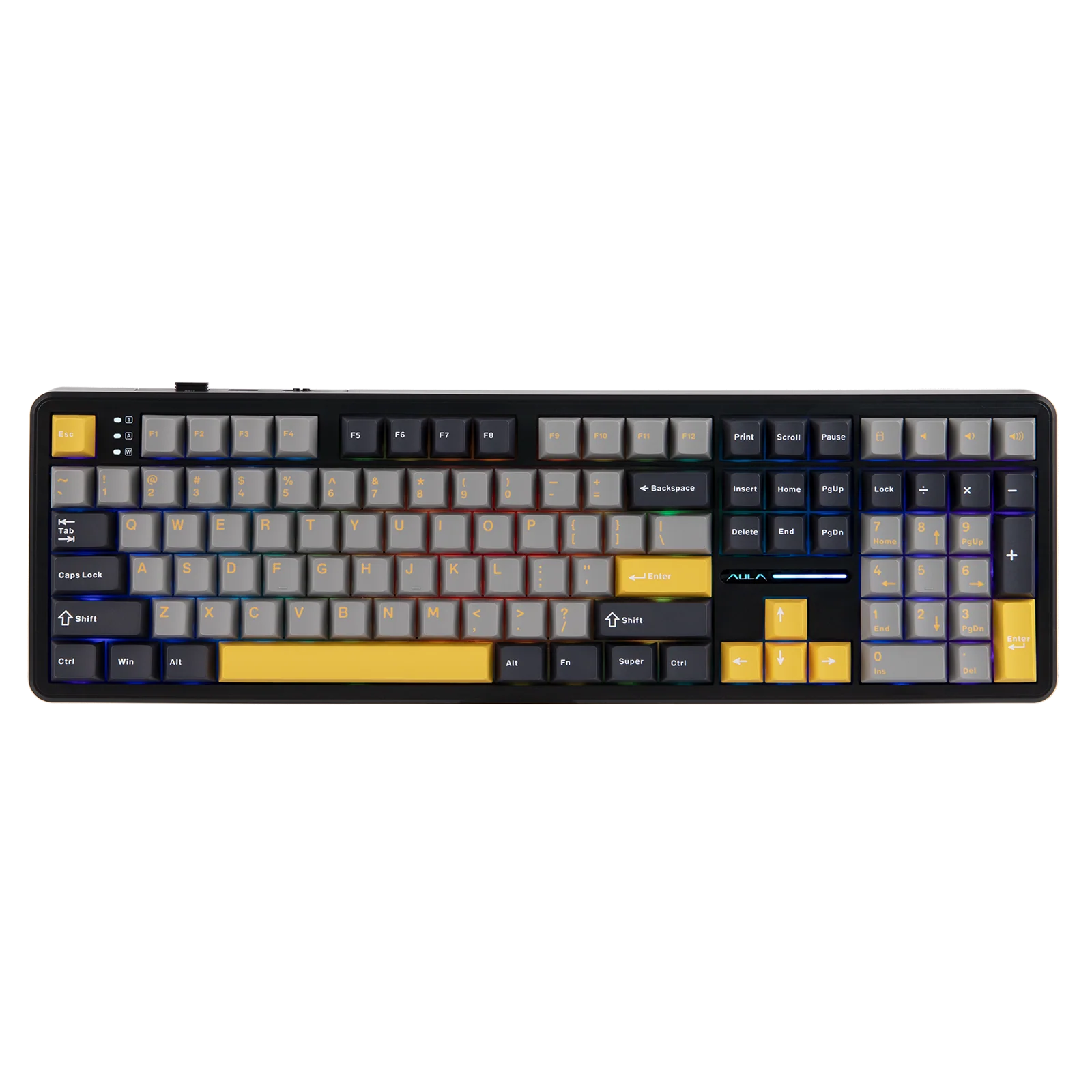 Step into pro-level performance with the AULA 108 Keys RGB 100% Mechanical Gaming Keyboard in stunning Gradient Gray.