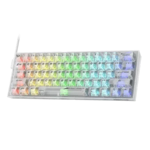 Redragon Fizz 60% Wired RGB Mechanical Gaming Keyboard (White Transparent, K617CT-RGB) - Compact Design with Customizable Lighting