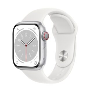 APPLE WATCH SERIES 8 GPS+CELLULAR 41MM SILVER ALUMINIUM CASE WHITE SPORT BAND MP4A3