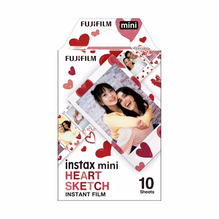 Capture your most treasured memories with the Fujifilm Instax Mini Heart Sketch Instant Film.