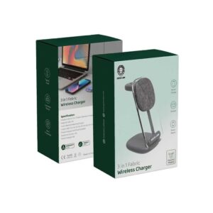 GREEN LION 3 IN 1 FABRIC WIRELESS CHARGER 15W GREY GN3N1FAWIRCGY