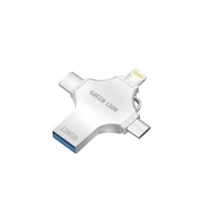 GREEN LION 4 IN 1 USB FLASH DRIVE 128GB SILVER GN4IN1USB128SL