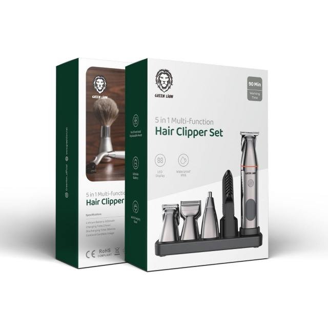 GREEN LION 5 IN 1 MULTI-FUNCTION HAIR CLIPPER SET 600MAH BLACK GN5IN1MHTRMBK - Image 2