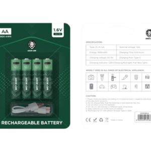 GREEN LION RECHARGEABLE BATTERY AA 4 PACK GNRGBAA