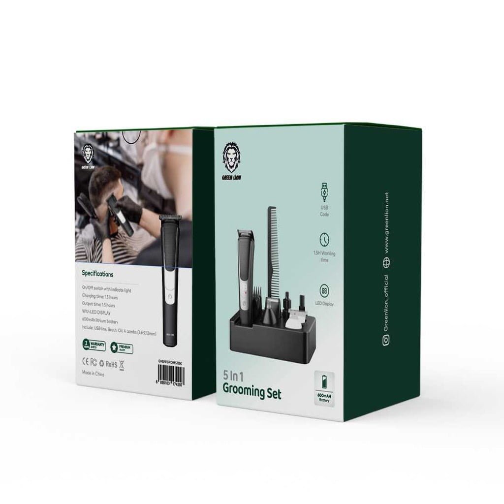 GREEN LION 5 IN 1 GROOMING SET 600MAH BLACK GN5N1GROMSTBK - Image 3