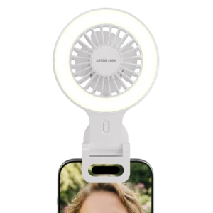 GREEN LION AIR GLOW CLIP ON RECHARGEABLE FAN WHITE GNPF3AGFANWH