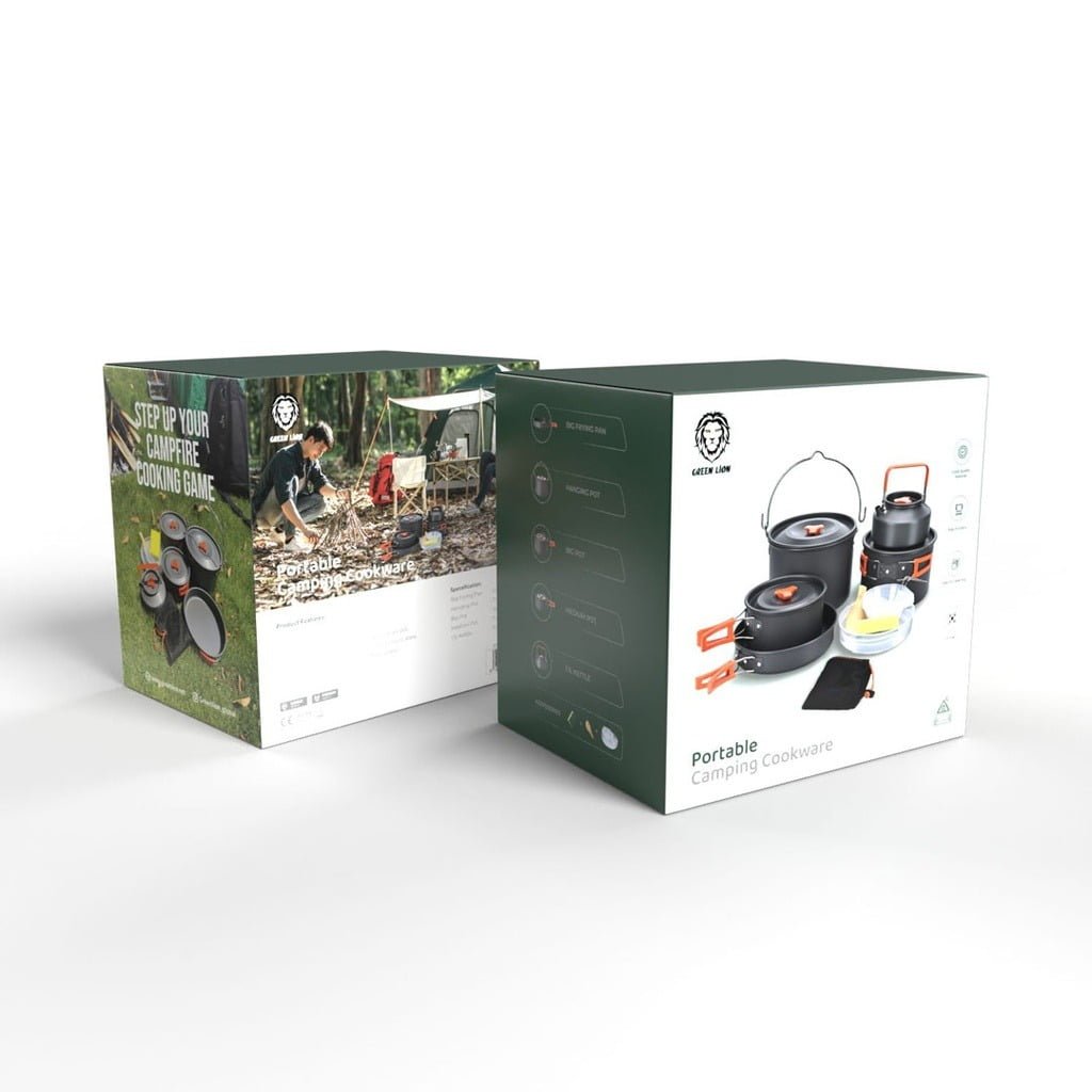 GREEN LION PORTABLE CAMPING COOKWARE SET ORANGE BLACK GNCMPCKSETOBK - Image 2