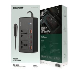 Green Lion GC‑200 Car Inverter – PD 24W 200W Power Hub
