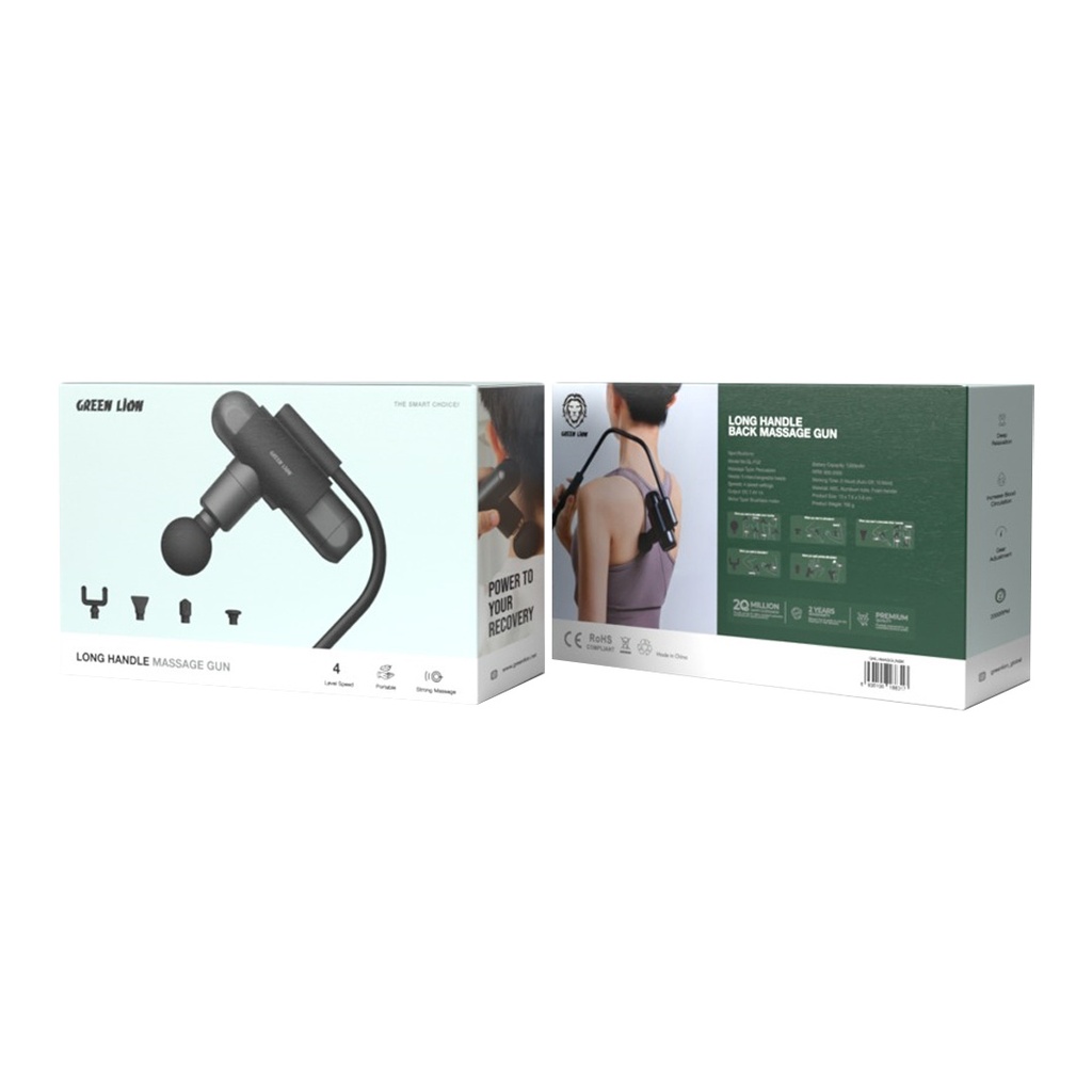 GREEN LION LONG HANDLE MASSAGE GUN BLACK GNLHMASGUNBK - Image 3