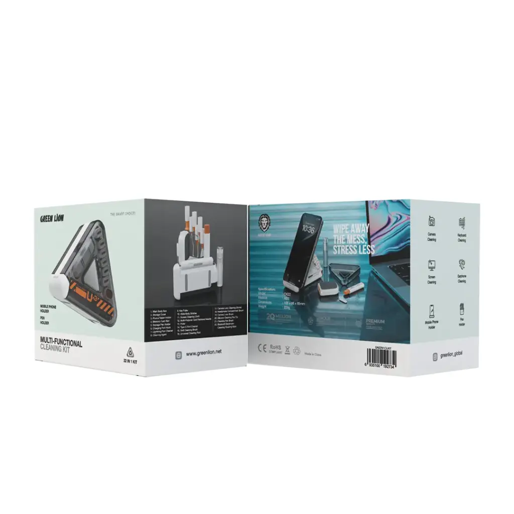 Keep your tech gear spotless and performing at its best with the Green Lion Multi-Functional Cleaning Kit 22 in 1 (GN22N1CLKIT)