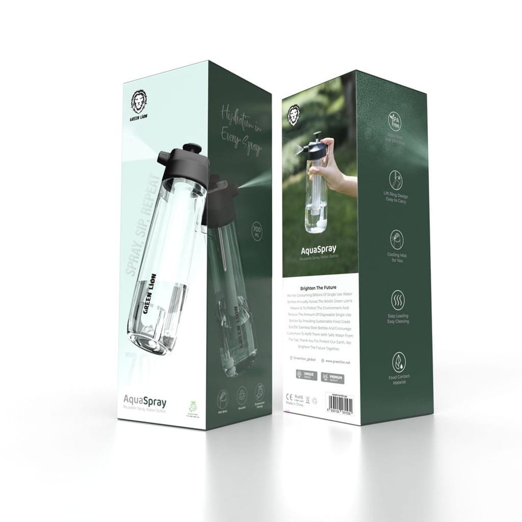 GREEN LION AQUA SPRAY WATER BOTTLE 700 ML BLACK GNSPYWTBTLBK - Image 2