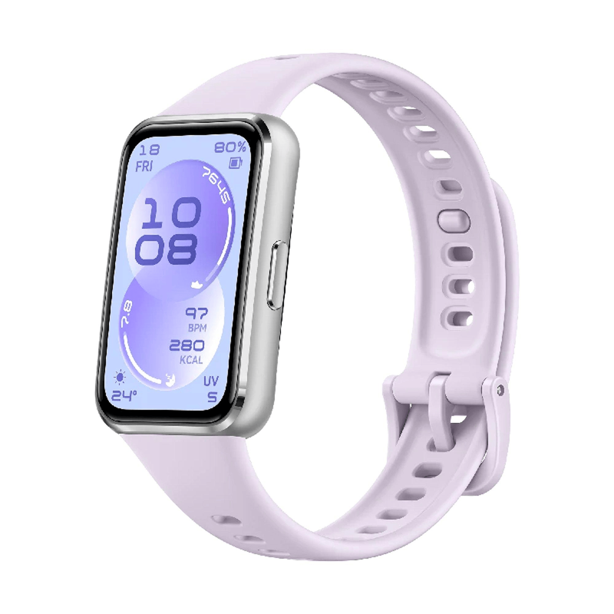 HUAWEI BAND 11 SILVER ALUMINUM ALLOY CASE PURPLE FLUOROELASTOMER STRAP CDY-B29