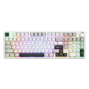 Upgrade your battlestation with the AULA 99 Keys RGB 98% Mechanical Gaming Keyboard F99 Pro – LBL-WH-DPRP edition.