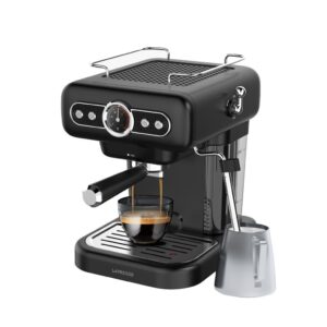 Lepresso Retro Espresso Machine LP012 Black - 15 Bar, Milk Steamer, Boiler Gauge