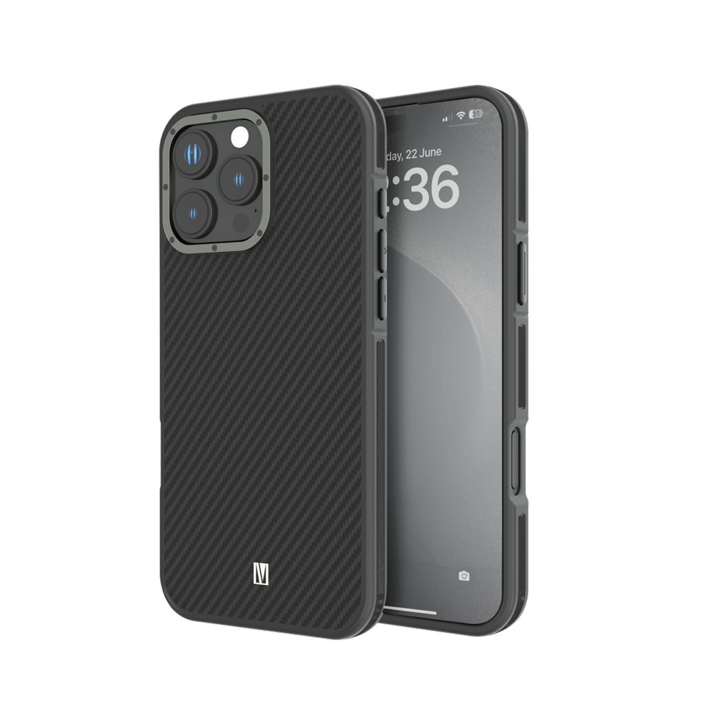 Levelo iPhone 16 Pro OX Carbon Case Black LVLOC16PBK - MagSafe Compatible