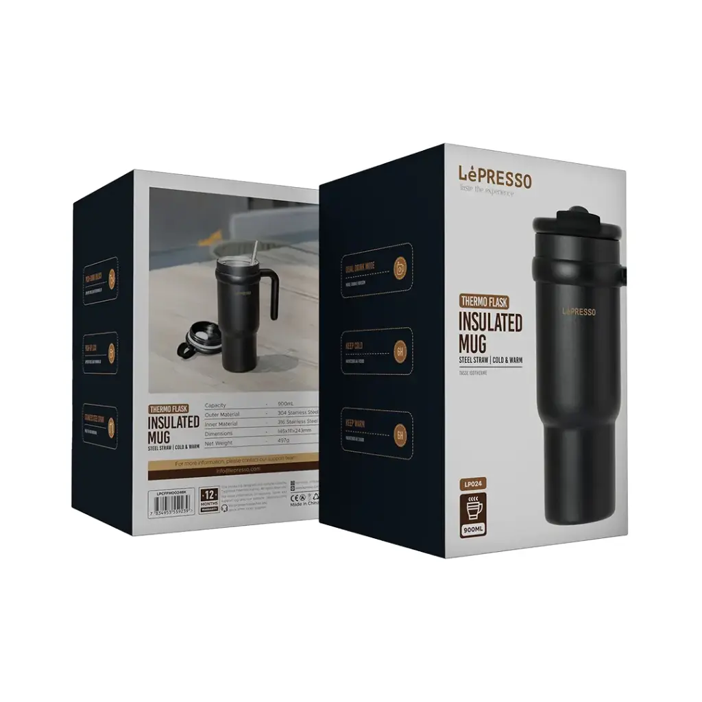 LEPRESSO THERMO FLASK INSULATED MUG BLACK LPCFFM0024BK - Image 2