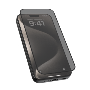 LEVELO IPHONE 15 SOFT EDGE TWICE TEMPERED SCREEN PROTECTOR PRIVACY BLACK