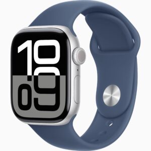 APPLE WATCH SERIES 10 42MM GPS SILVER ALUMINIUM CASE WITH DENIM SPORT BAND MWWC3