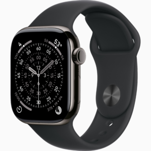 APPLE WATCH SERIES 11 GPS + CELLULAR 42MM SLATE TITANIUM CASE WITH BLACK SPORT BAND M/L MF8T4
