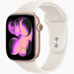 APPLE WATCH SERIES 11 GPS 46MM ROSE GOLD ALUMINIUM CASE WITH STARLIGHT SPORT BAND M-L MEWA4