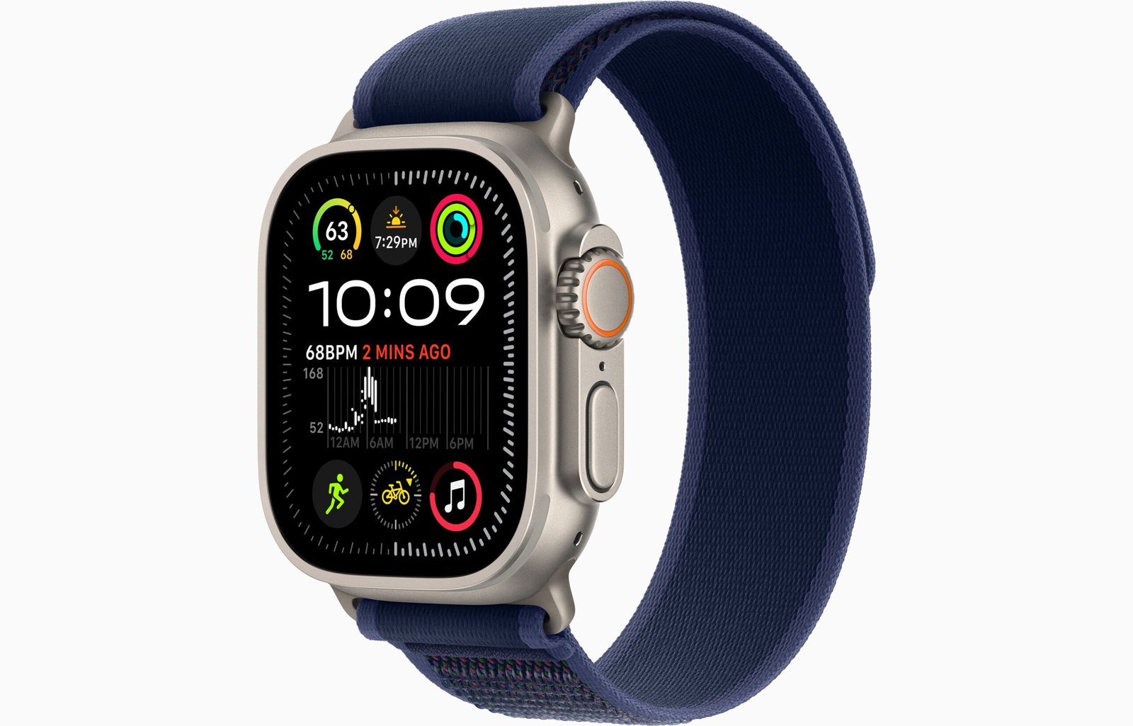 APPLE WATCH ULTRA 2 49MM GPS + CELLULAR NATURAL TITANIUM CASE WITH BLUE TRAIL LOOP BAND M/L MX4L3