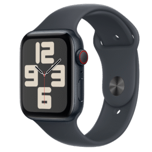 Stay connected, active, and in control with the Apple Watch SE (GPS + Cellular, 44mm) featuring a sleek Space Gray Aluminum Case and Black Sport Band.