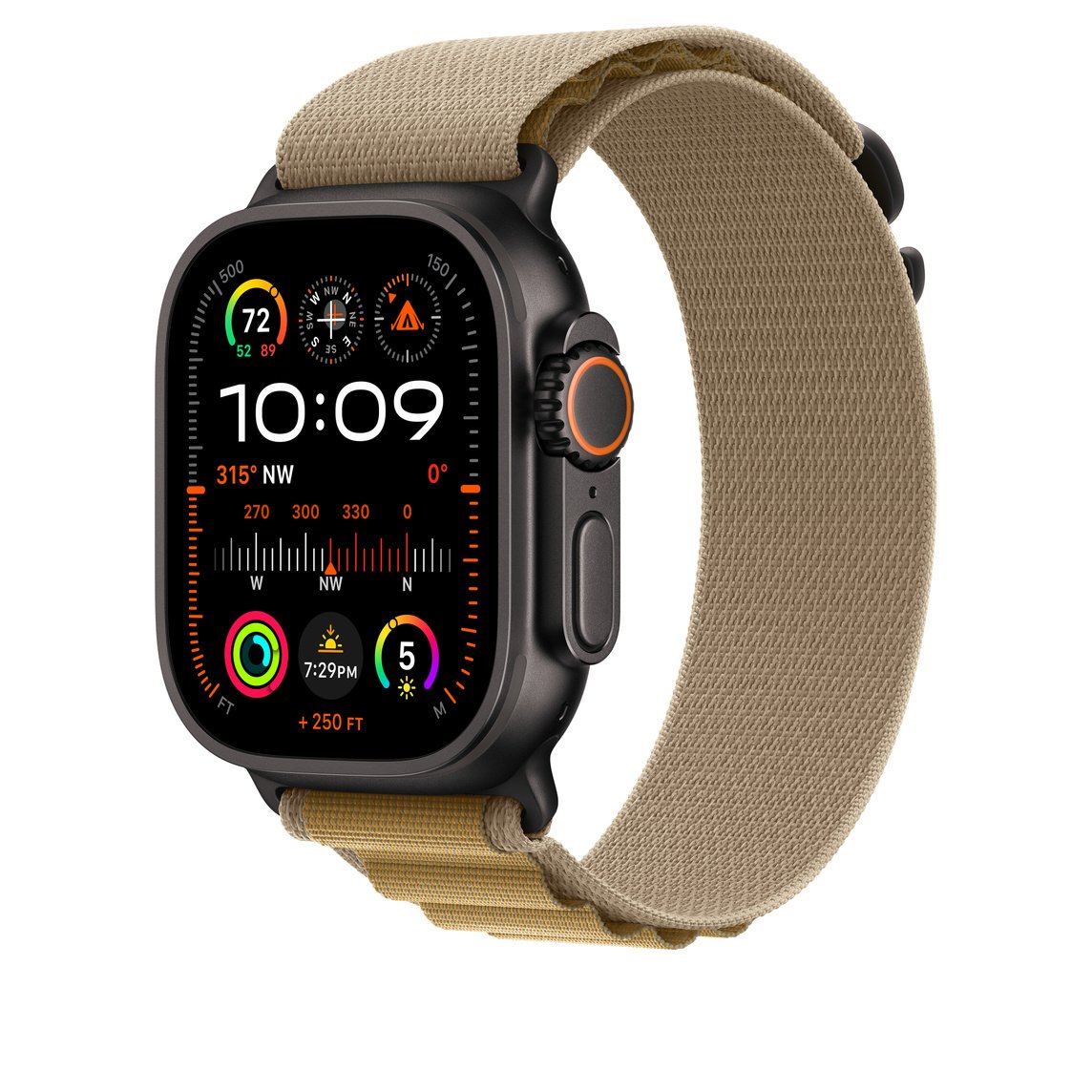 Apple Watch Ultra 49mm - Black Titanium Case with Tan Alpine Loop Large, MYQ23 - Image 3