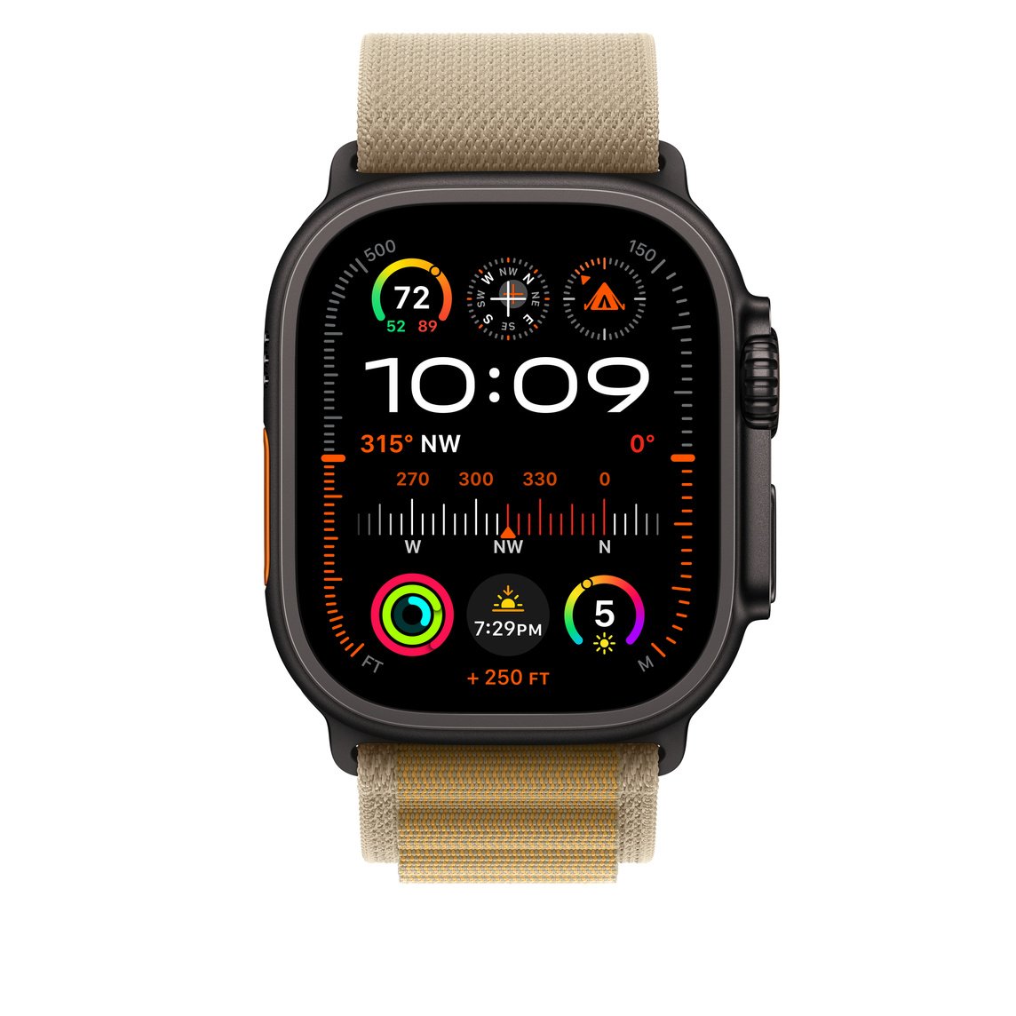 Apple Watch Ultra 49mm - Black Titanium Case with Tan Alpine Loop Large, MYQ23 - Image 2