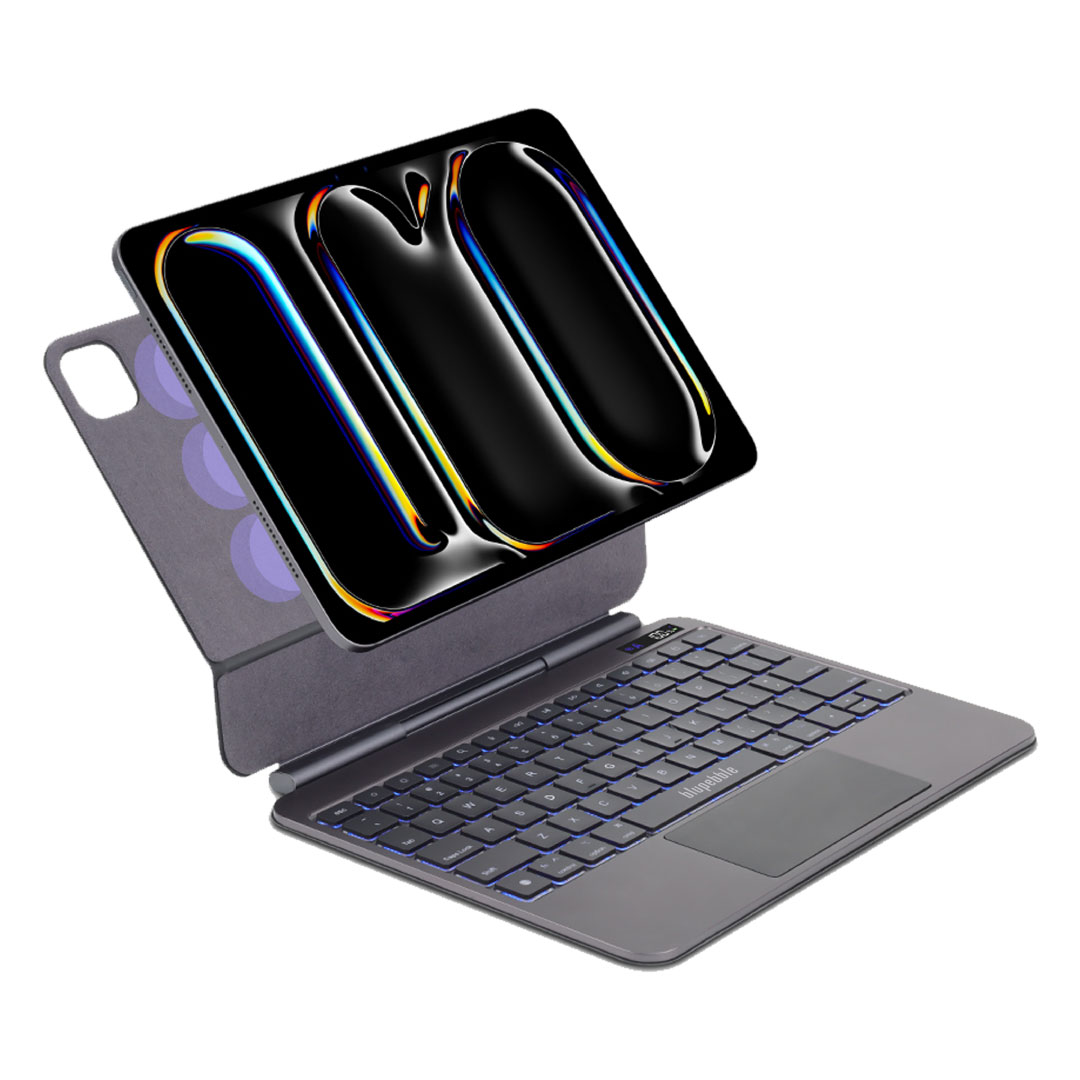 BLUPEBBLE IPAD PRO 11 INCH M4 M5 MAGIC FOLIO KEYBOARD WITH TRACKPAD ARABIC BLACK BP-MFIPD11PRO2025AR-BK