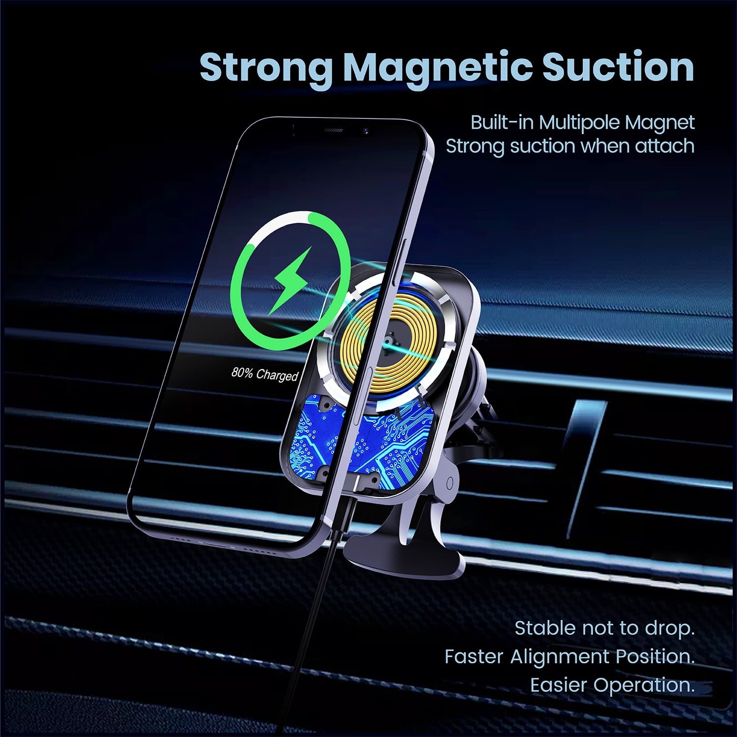 BLUPEBBLE NAVIMAG 3-IN-1 COMBO WIRELESS CHARGER BLACK BP-NAVIMAGCMBO-BK - Image 4