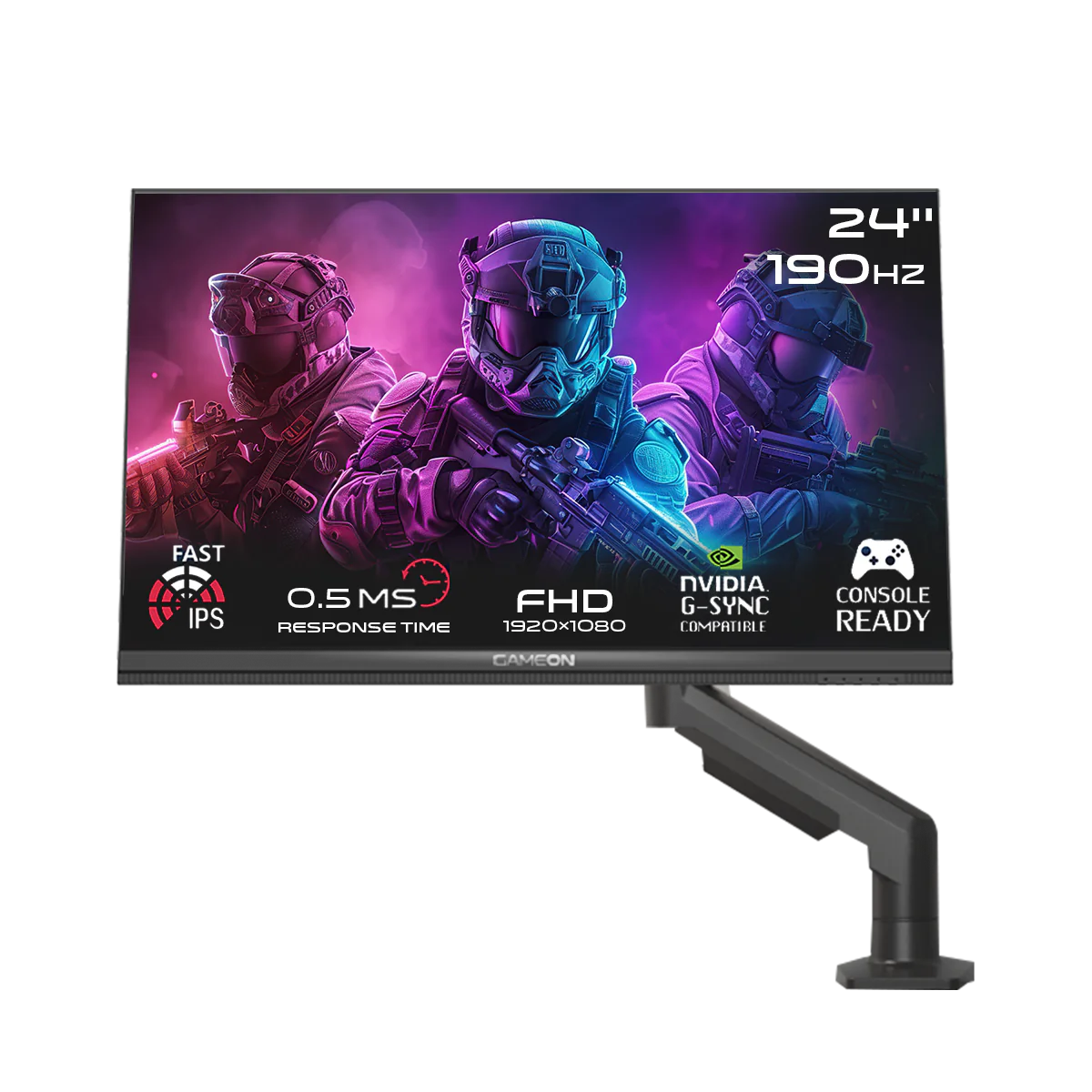 GAMEON GAMING MONITOR 190IPSX MIDNIGHT PRO X 24-INCH FHD 190HZ 0.5MS FLAT SCREEN IPS WITH STAND GOM24FHD