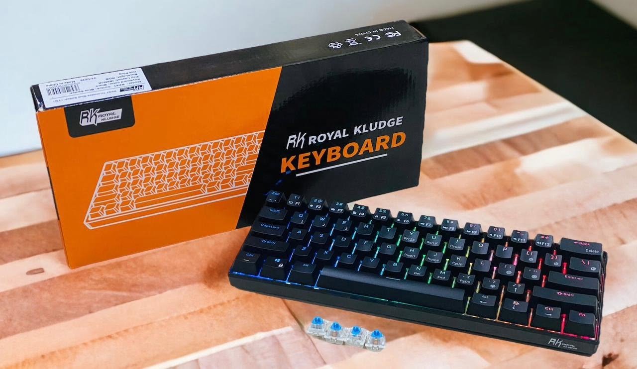 ROYAL KLUDGE GAMING KEYBOARD RGB TRI MODE HOT PLUG BLUE SWITCH BLACK RK61 - Image 2