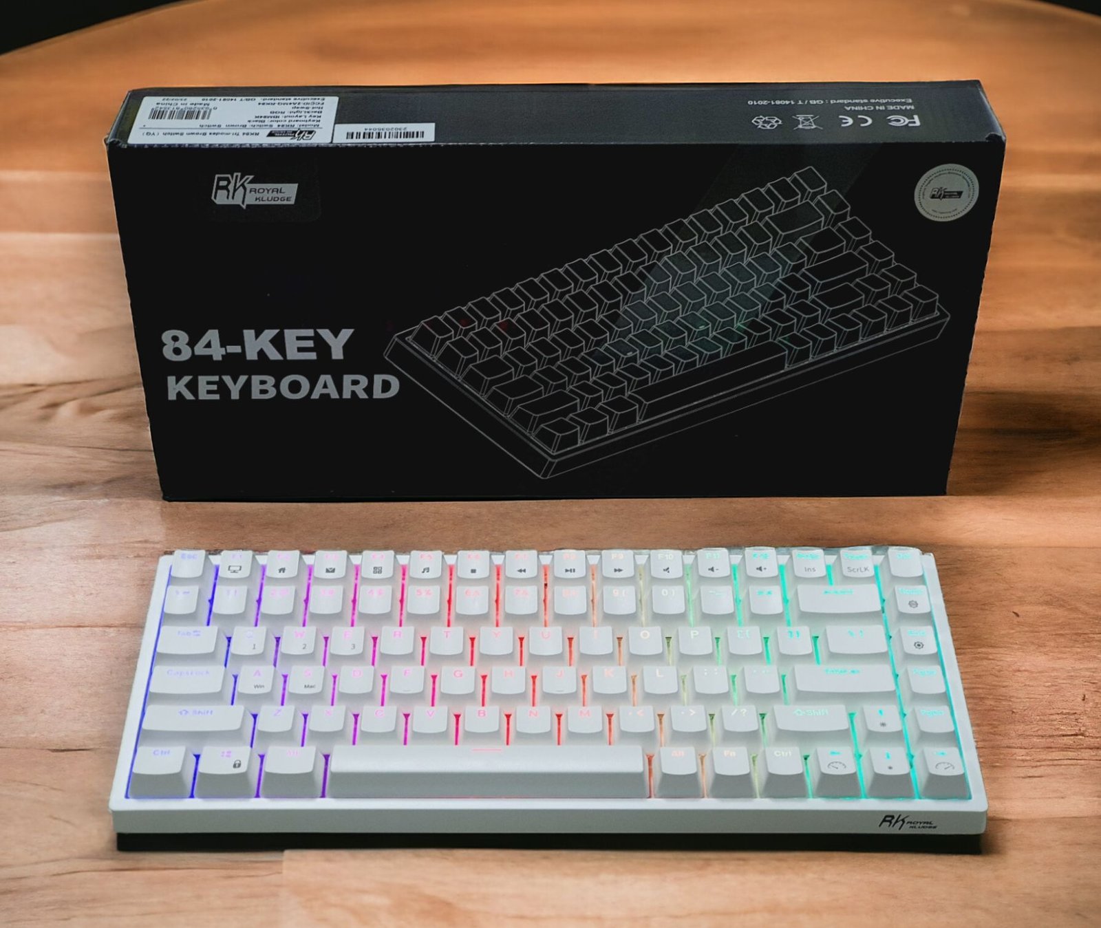 ROYAL KLUDGE GAMING KEYBOARD RGB TRI MODE HOT PLUG BLUE SWITCH WHITE RK84 - Image 2