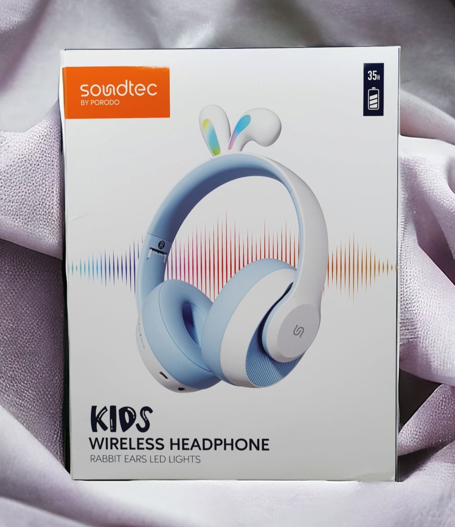 Porodo Soundtec Kids Wireless Rabbit Ear LED Lights Headphone Blue - Image 2
