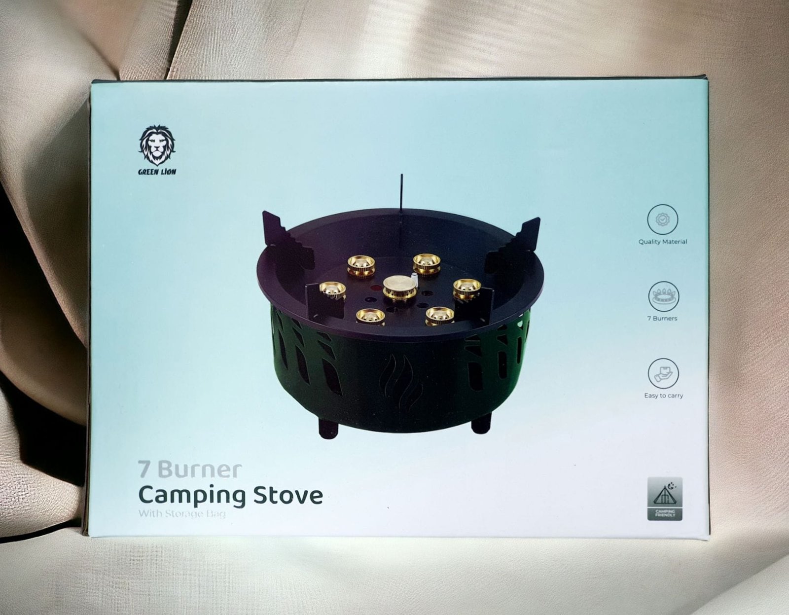 GREEN LION SEVEN BURNER CAMPING STOVE WITH STORAGE BAG GREEN GN7BCMSTOVEGN - Image 4