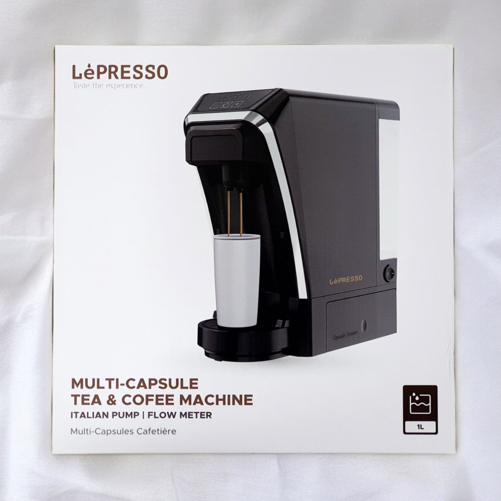 LEPRESSO MULTI CAPSULE TEA & COFFEE MACINE WITH ITALIAN PUMP/FLOW METER BLACK LPMFCMSBK - Image 4