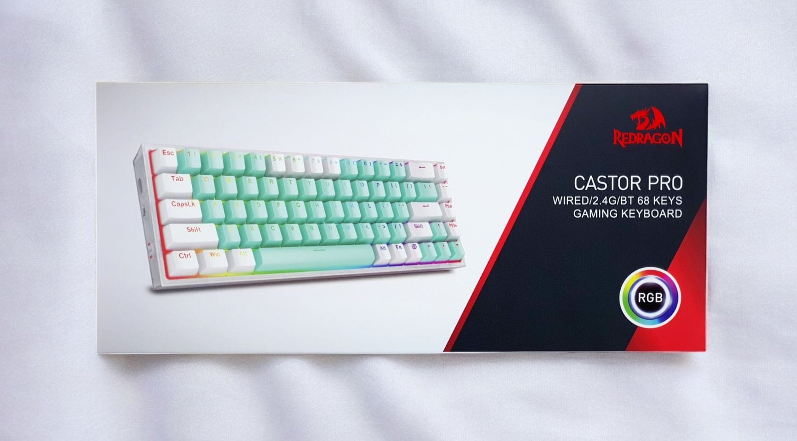 REDRAGON CASTOR PRO WIRED 2.4G BT 68KEYS RGB GAMING KEYBOARD K631RGB-PRO-GW - Image 2