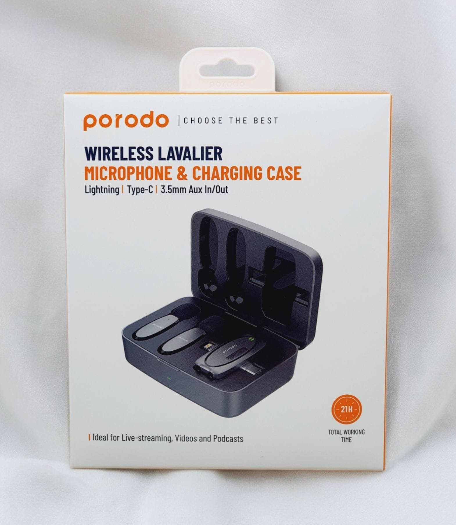 Porodo Wireless Lavalier Microphone & Charging Case - Black - Image 2