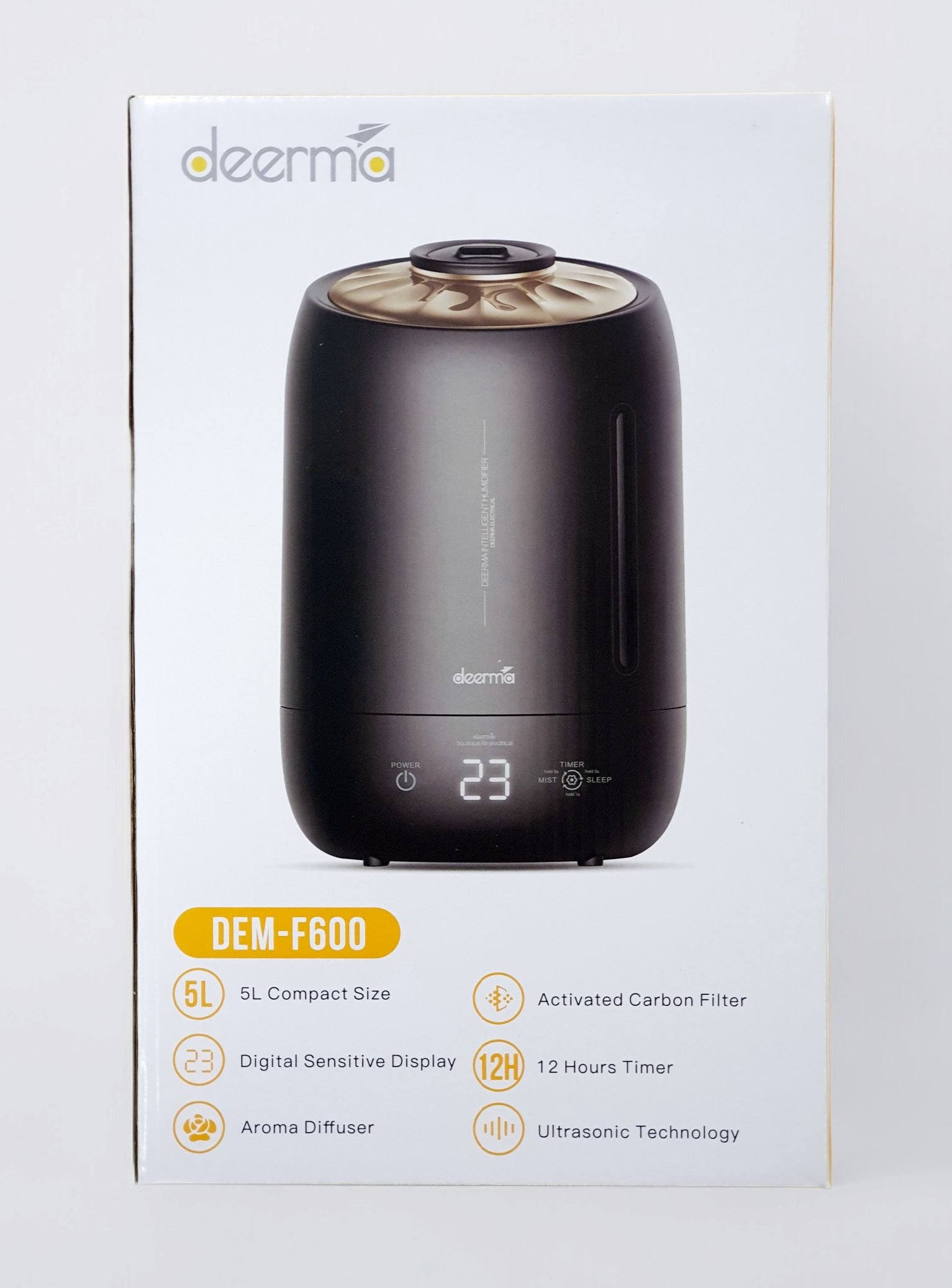DEERMA DEM-F600 Black Ultrasonic Cool Mist Humidifier | Large Capacity | Whisper-Quiet Operation | Auto Shut-Off | Adjustable Mist Levels - Image 2