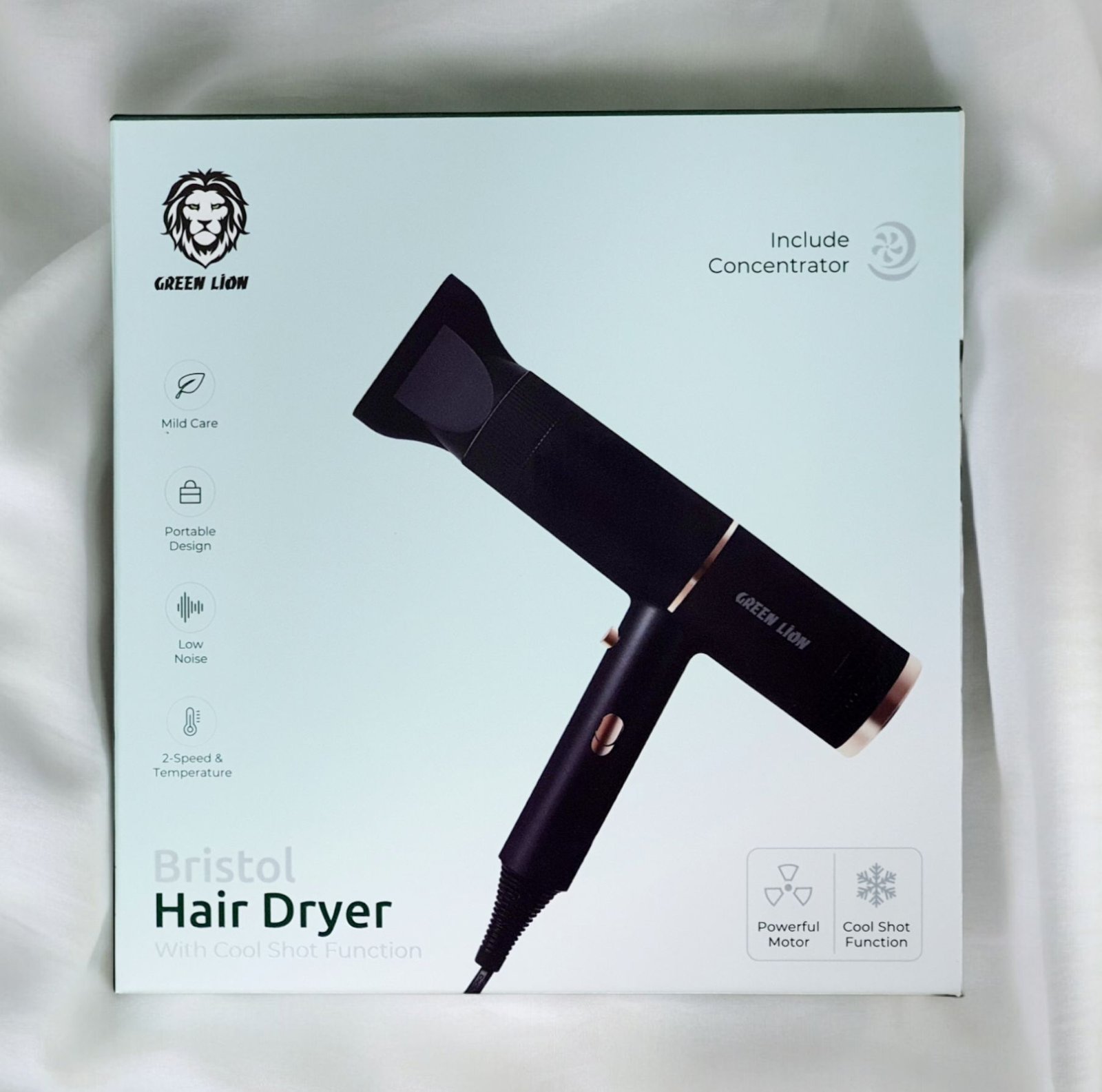 Green Lion Bristol Hair Dryer in Black - GNBRHRDRYBK - Image 2